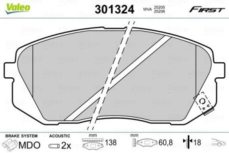 Передние тормозные колодки valeo phc 301324