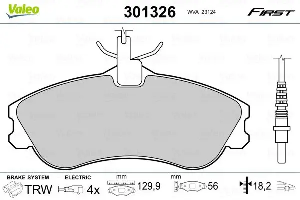 Передні тормозні (гальмівні) колодки Valeo phc 301326 (фото 1)