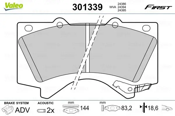 Передние тормозные колодки valeo phc 301339