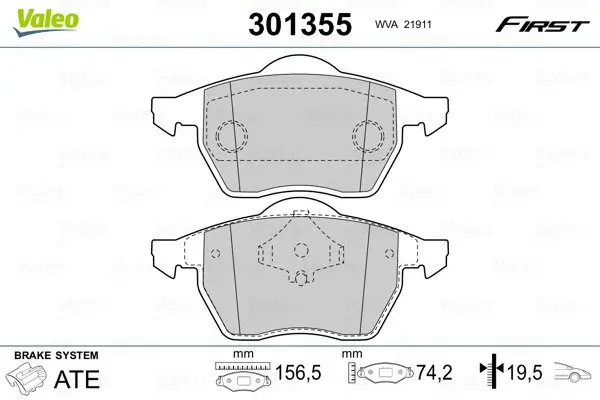 Передні тормозні (гальмівні) колодки Valeo phc 301355 (фото 1)