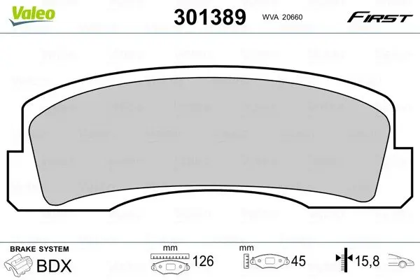 Передні тормозні (гальмівні) колодки Valeo phc ""301389" (фото 1)