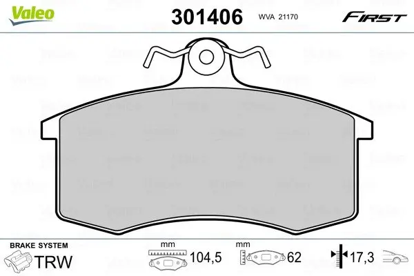 Передні тормозні (гальмівні) колодки Valeo phc 301406 (фото 1)