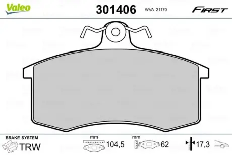 Передние тормозные колодки valeo phc 301406