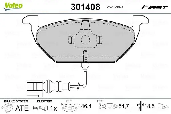Передні тормозні (гальмівні) колодки Valeo phc 301408 (фото 1)