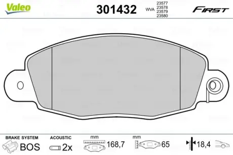 Передні тормозні (гальмівні) колодки valeo phc 301432 Форд Transit