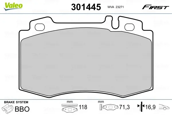 Передні тормозні (гальмівні) колодки Valeo phc 301445 (фото 1)