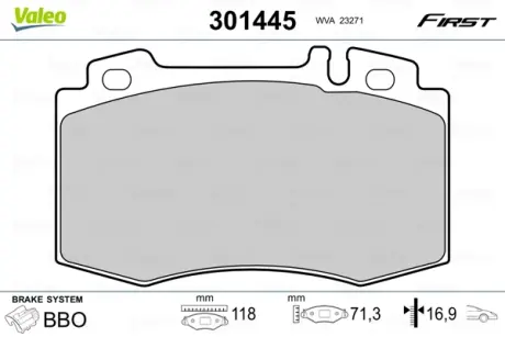 Передні тормозні (гальмівні) колодки Valeo phc 301445