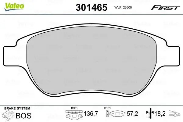Передние тормозные колодки valeo phc ""301465"