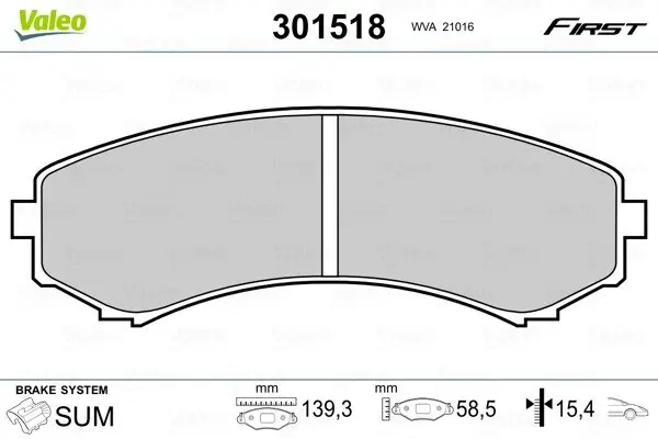 Передні тормозні (гальмівні) колодки Valeo phc 301518 (фото 1)