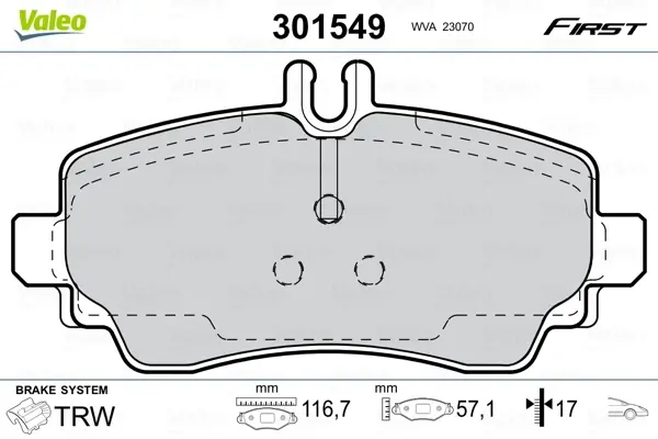 Передні тормозні (гальмівні) колодки Valeo phc 301549 (фото 1)