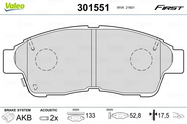 Передні тормозні (гальмівні) колодки Valeo phc 301551 (фото 1)