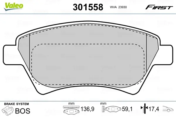 Передние тормозные колодки valeo phc ""301558"