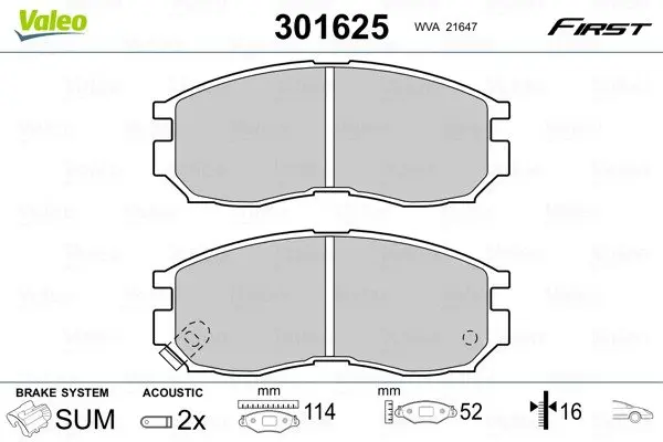 Передні тормозні (гальмівні) колодки Valeo phc 301625 (фото 1)