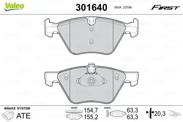 Передні тормозні (гальмівні) колодки Valeo phc 301640 (фото 1)