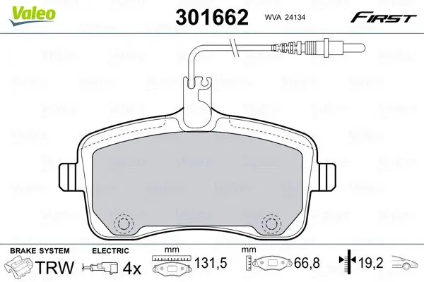 Передні тормозні (гальмівні) колодки Valeo phc ""301662" (фото 1)