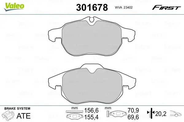 Передние тормозные колодки valeo phc ""301678"