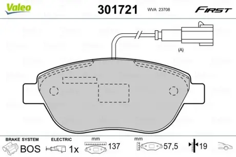 Передние тормозные колодки valeo phc ""301721"