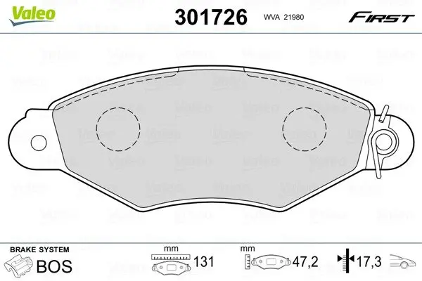 Передні тормозні (гальмівні) колодки Valeo phc 301726 (фото 1)