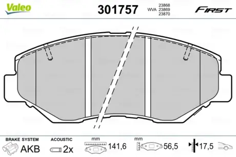 Передні тормозні (гальмівні) колодки valeo phc 301757 Хонда Срв 3