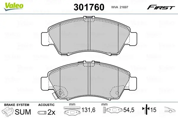 Передні тормозні (гальмівні) колодки Valeo phc 301760 (фото 1)