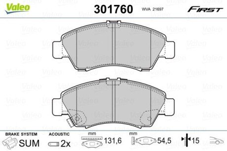 Передние тормозные колодки valeo phc ""301760" на Хонда Цивик