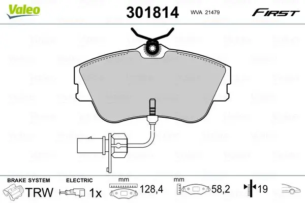 Передние тормозные колодки valeo phc ""301814"