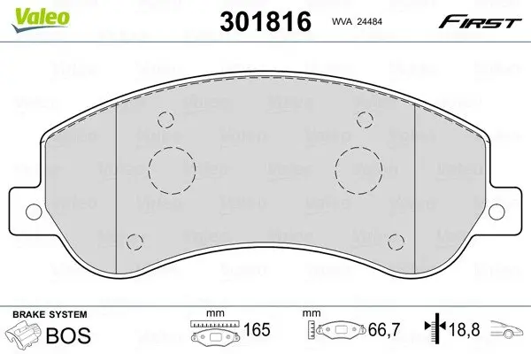Передні тормозні (гальмівні) колодки Valeo phc 301816 (фото 1)