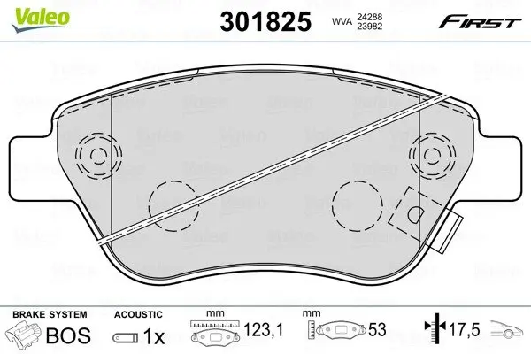 Передні тормозні (гальмівні) колодки Valeo phc 301825 (фото 1)