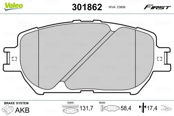 Передние тормозные колодки valeo phc 301862