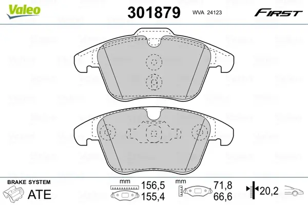 Передні тормозні (гальмівні) колодки Valeo phc 301879 (фото 1)