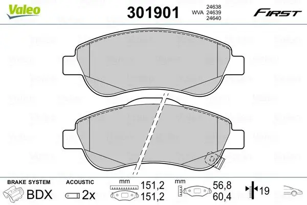 Передні тормозні (гальмівні) колодки Valeo phc 301901 (фото 1)
