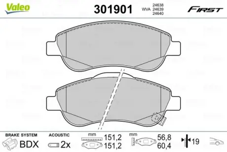 Передні тормозні (гальмівні) колодки valeo phc 301901 Хонда Срв 3