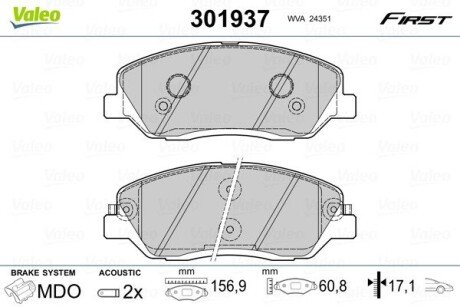 Передние тормозные колодки valeo phc ""301937" на Hyundai Санта фе 3