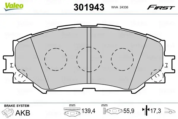 Передние тормозные колодки valeo phc ""301943"