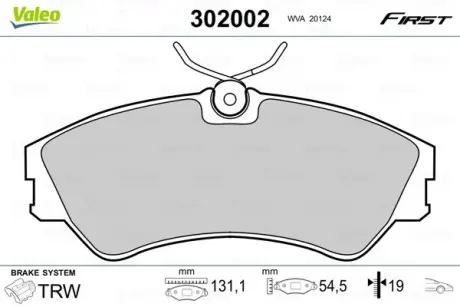 Передні тормозні (гальмівні) колодки Valeo phc ""302002"