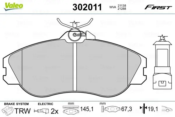 Передние тормозные колодки valeo phc 302011