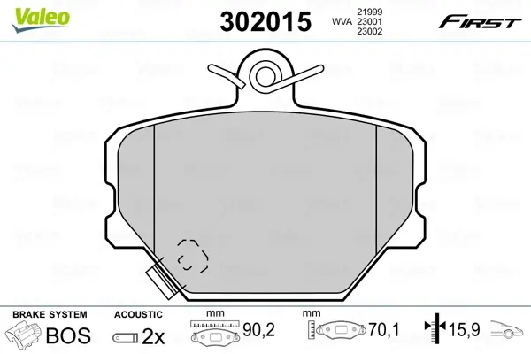 Передні тормозні (гальмівні) колодки Valeo phc 302015 (фото 1)