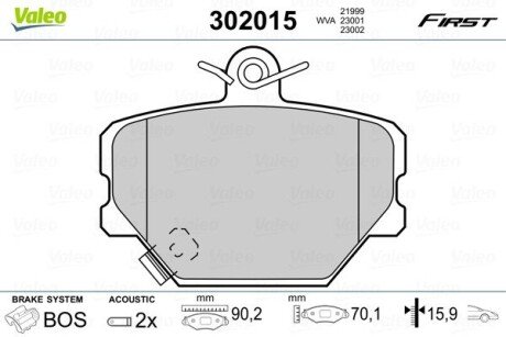 Передні тормозні (гальмівні) колодки valeo phc ""302015" на Smart Roadster