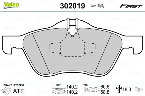 Передние тормозные колодки valeo phc ""302019"