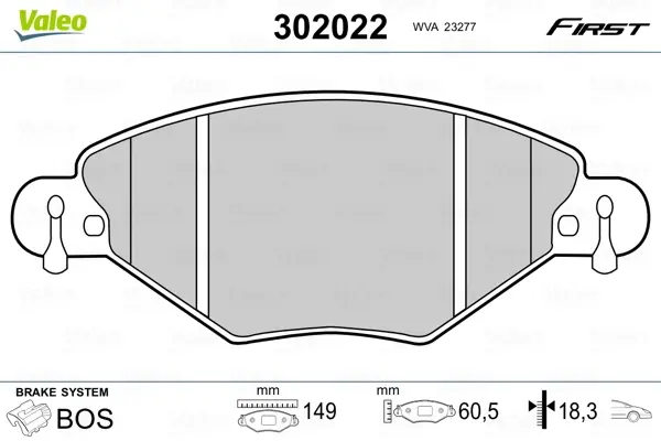 Передні тормозні (гальмівні) колодки Valeo phc 302022 (фото 1)