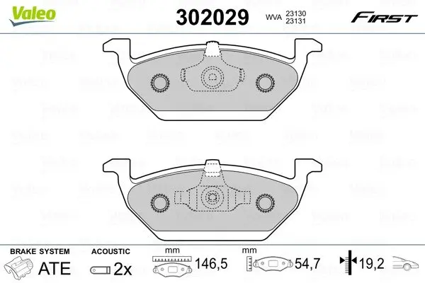 Передні тормозні (гальмівні) колодки Valeo phc 302029 (фото 1)