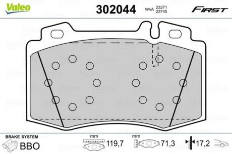 Передние тормозные колодки valeo phc ""302044" на Мерседес SLK-Class