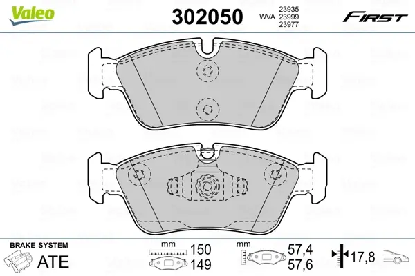 Передні тормозні (гальмівні) колодки Valeo phc 302050 (фото 1)