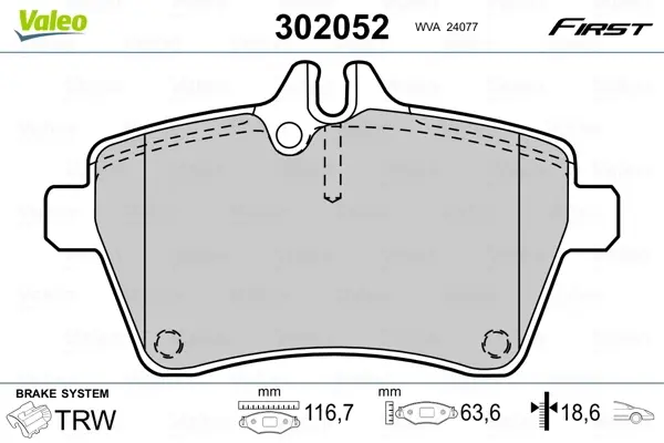 Передні тормозні (гальмівні) колодки Valeo phc 302052 (фото 1)