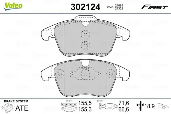Передні тормозні (гальмівні) колодки Valeo phc 302124 (фото 1)
