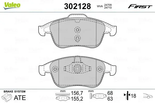 Передні тормозні (гальмівні) колодки Valeo phc ""302128" (фото 1)