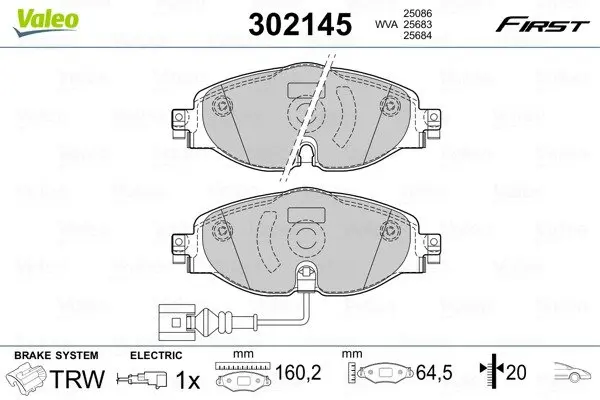 Передні тормозні (гальмівні) колодки Valeo phc 302145 (фото 1)