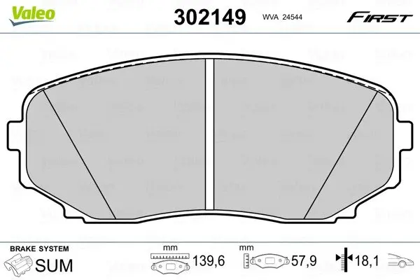 Передні тормозні (гальмівні) колодки Valeo phc 302149 (фото 1)