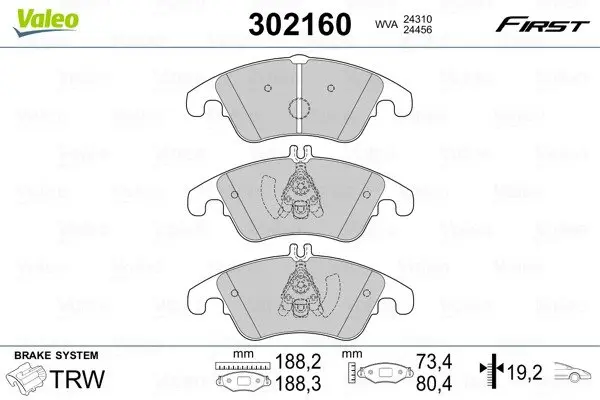 Передние тормозные колодки valeo phc 302160