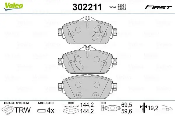 Передні тормозні (гальмівні) колодки Valeo phc ""302211" (фото 1)